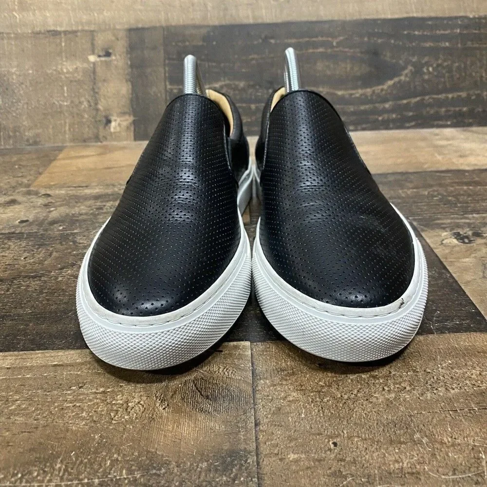 The Greats Brooklyn Laser Etched Italian Black Leather Slip On Sneaker sz 10